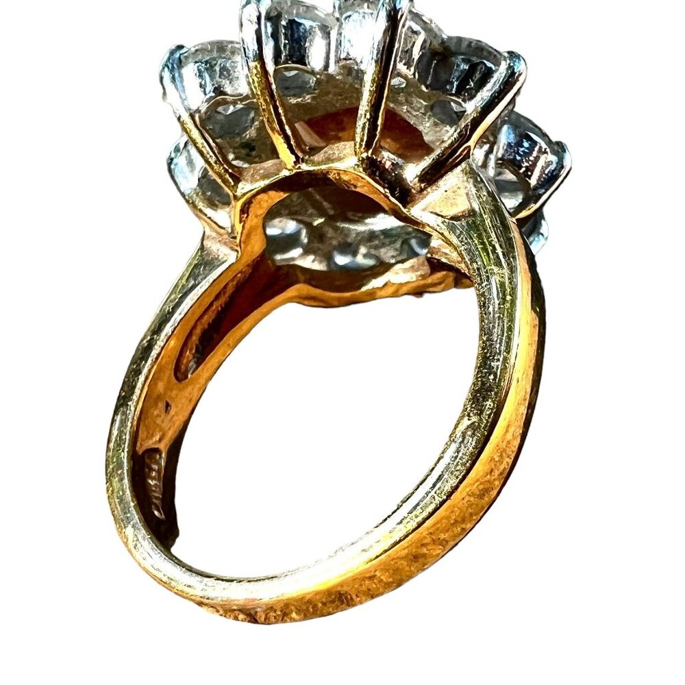 Heated Citrine & Rhinestone Ring Size 8 Brilliant Cut Engagement - Picture 9 of 12